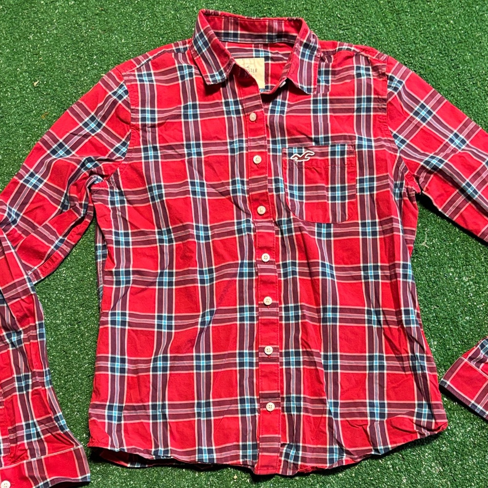 Hollister Red and Blue Plaid Shirt